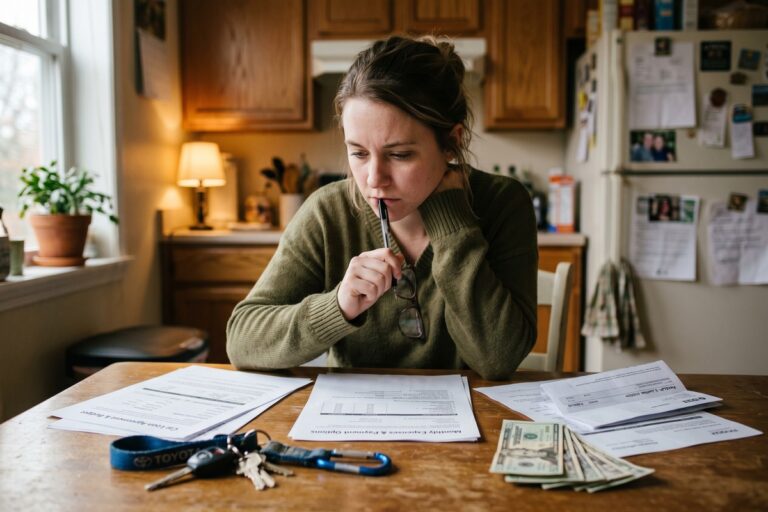 Side-by-side comparison of auto title loan and payday loan documents with a set of car keys resting on top