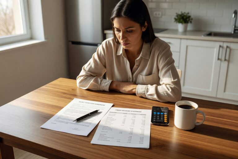 Side-by-side comparison of cash advance and line of credit costs on a financial worksheet
