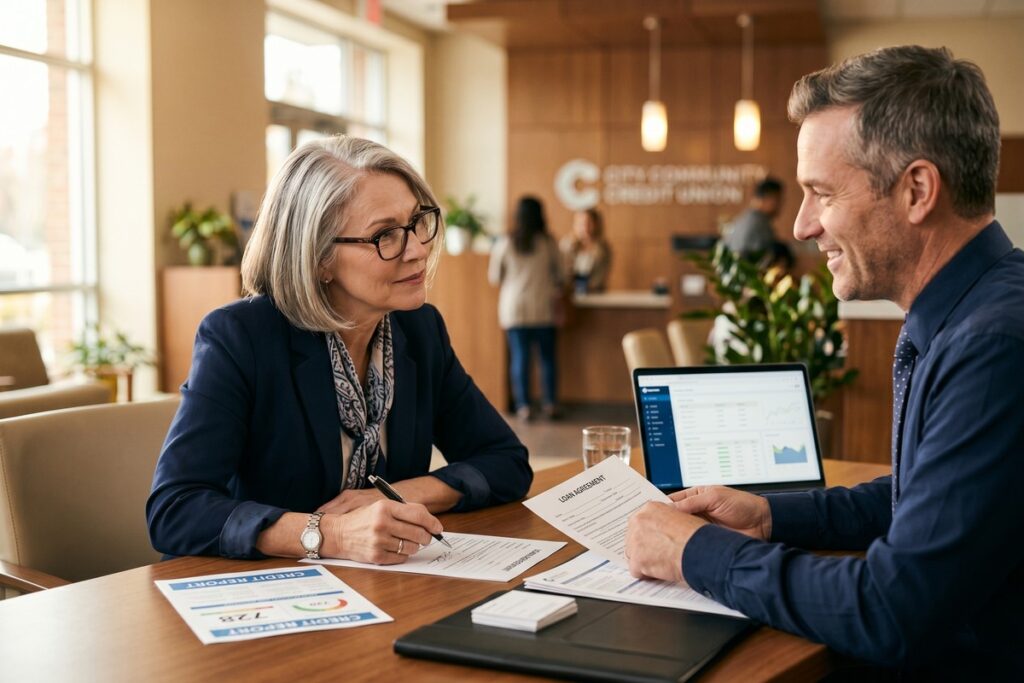 Senior person over 60 reviewing credit report and building credit from scratch at home