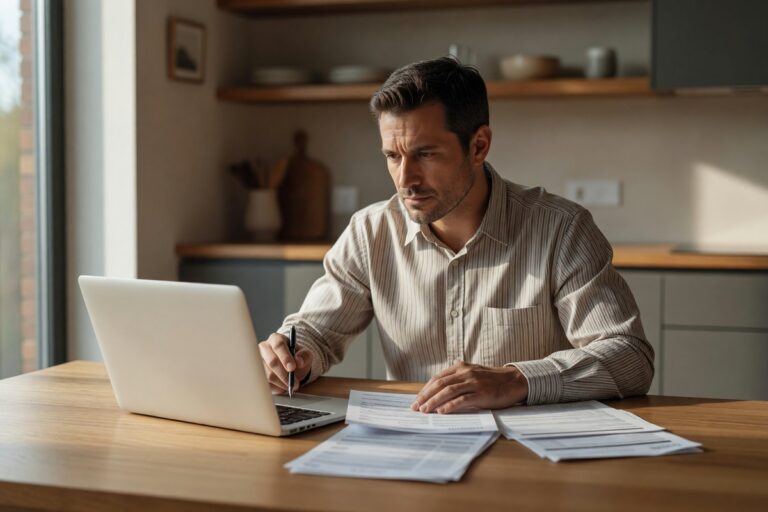 Person reviewing credit report showing credit mix factor breakdown on a laptop screen