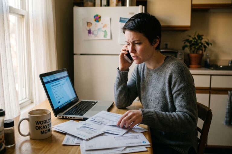 Renter reviewing emergency cash eviction assistance options at home