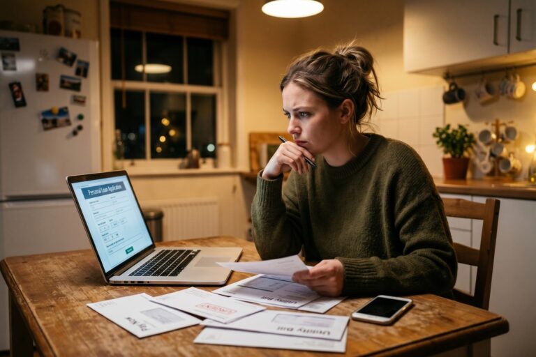 Person reviewing emergency cash options with bad credit on a laptop