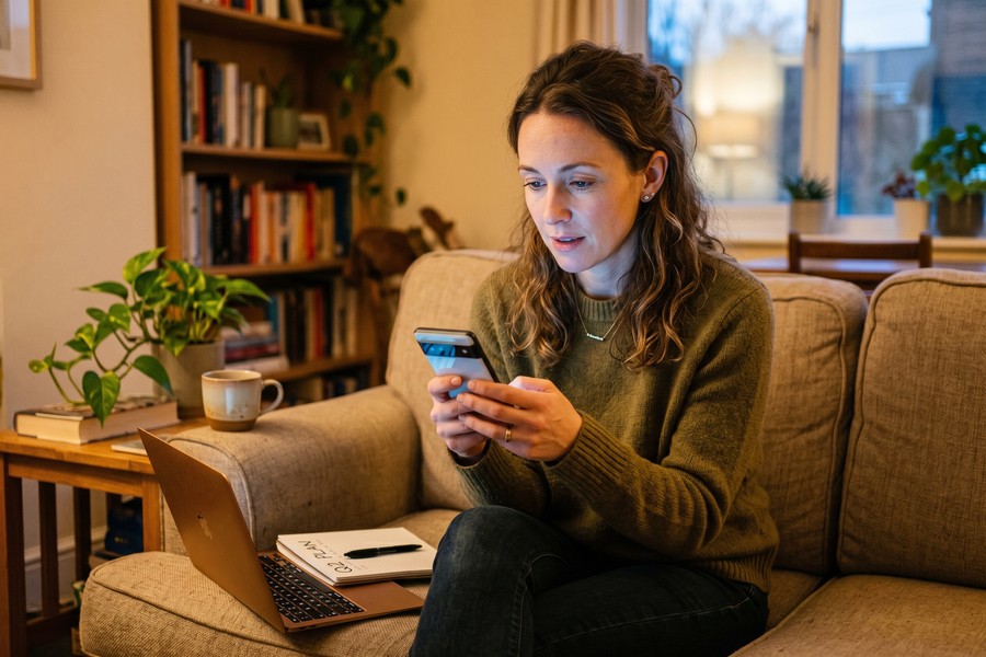 Person uploading financial documents on a laptop for an online loan application