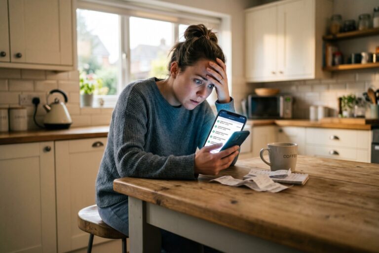 Person reviewing unexpected subscription charges on a financial app on their smartphone