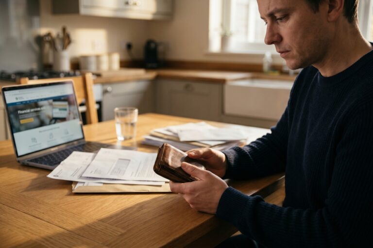 Grieving family reviewing funeral emergency finance options on a laptop at home