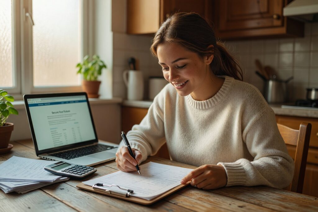 Person reviewing their first short-term loan agreement carefully at a desk