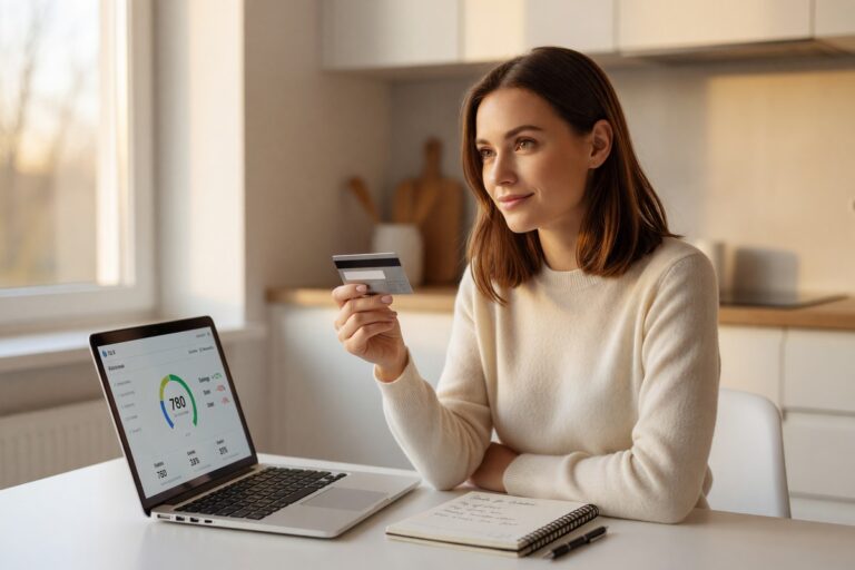 Person reviewing credit report and learning how to start building credit from zero