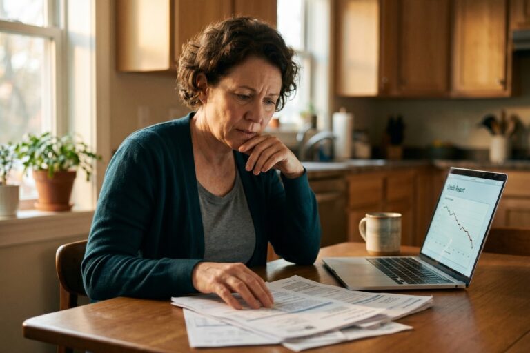Person reviewing credit report showing medical debt impact after 2025 rule changes