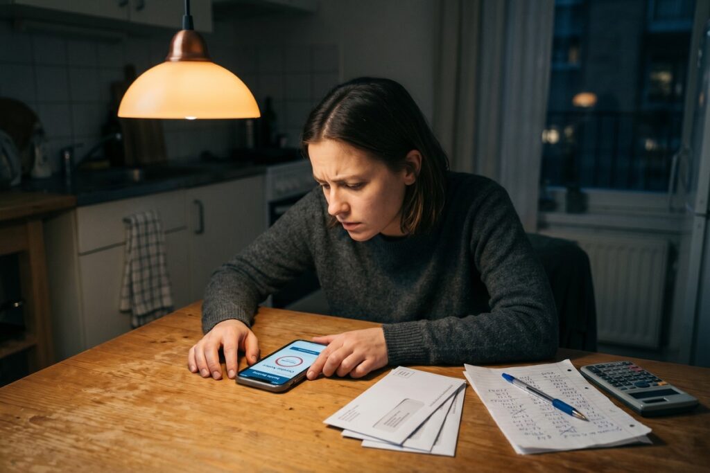 Calendar and loan document showing a missed short-term loan payment timeline week by week