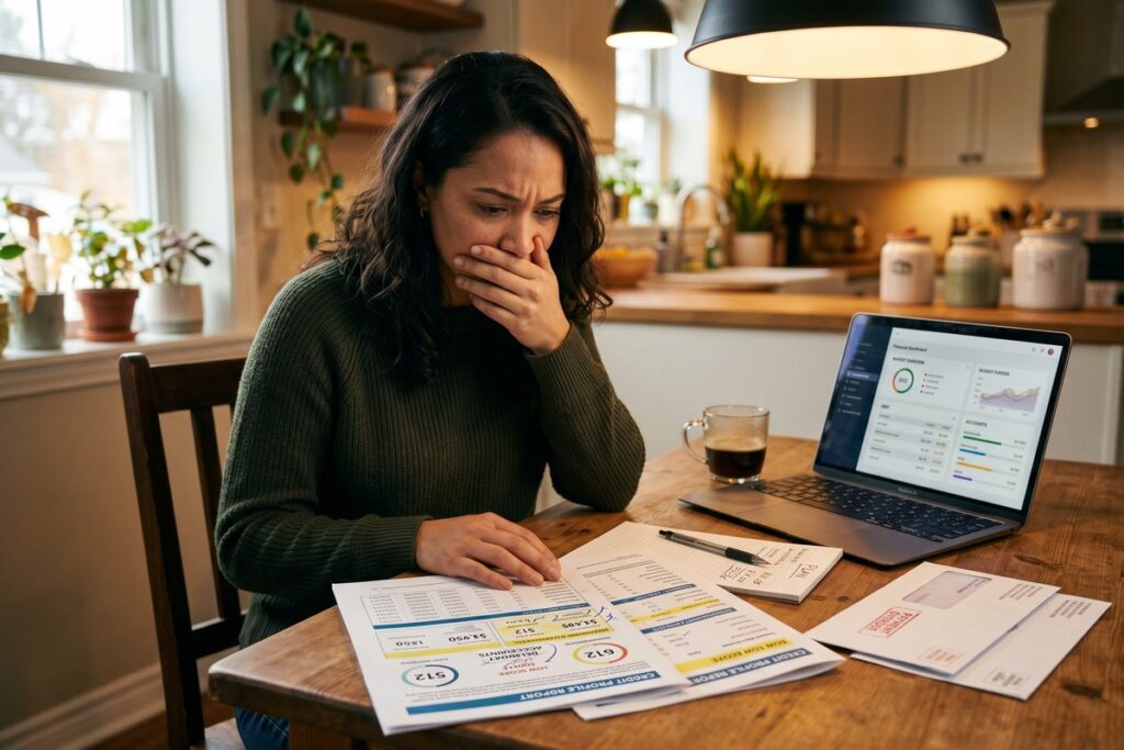 Person reviewing credit report deciding whether to pay off collections or wait for them to age off