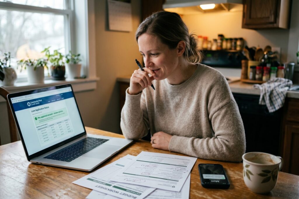 Person reviewing payday loan alternatives for emergency funding options