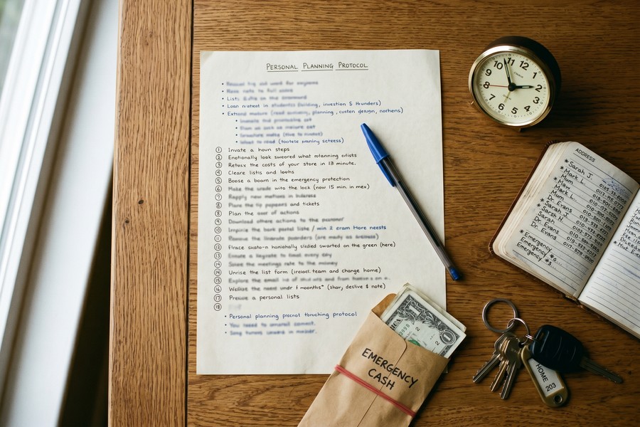 Checklist-style visual of a personal financial emergency protocol with funding tiers