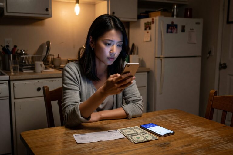 Side-by-side comparison of payday loans and cash advance apps on a smartphone screen in 2026