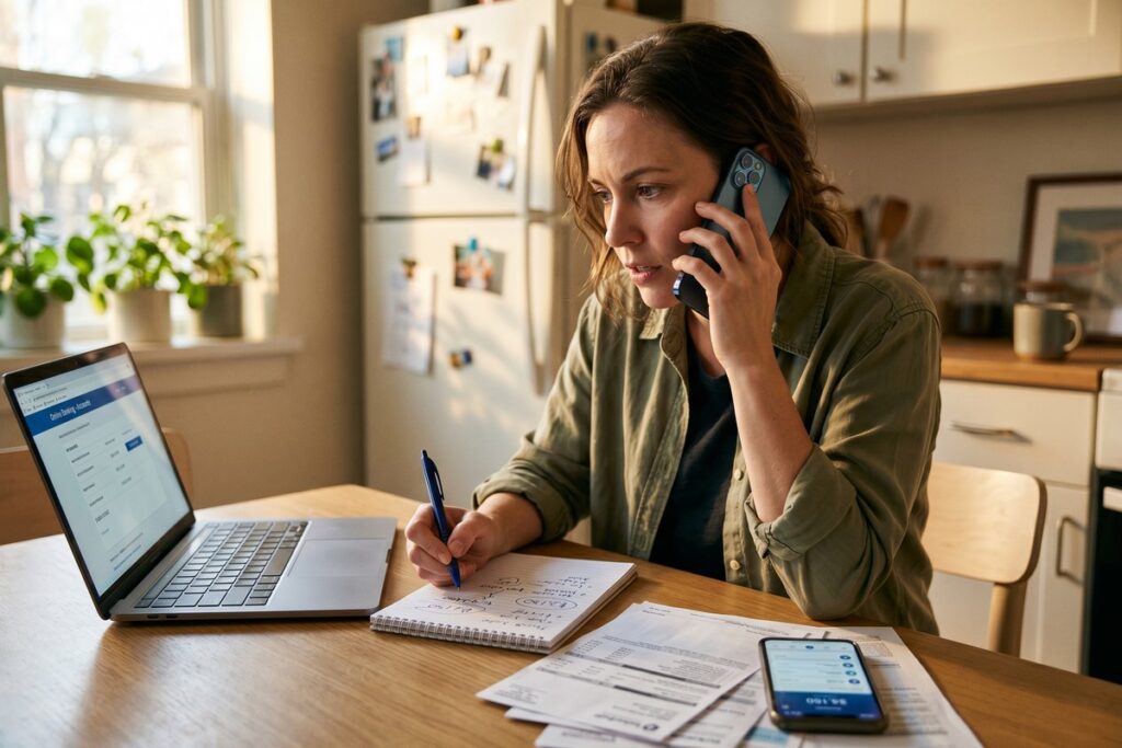 Person researching same day emergency funding options on a laptop with urgency