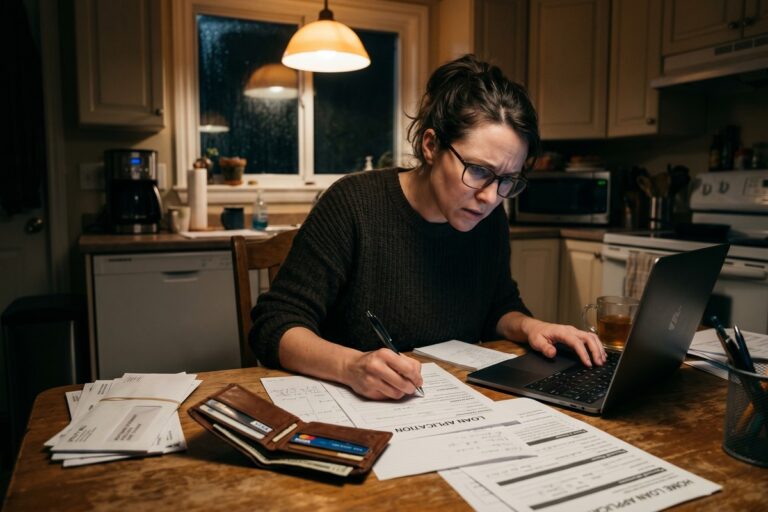 Person comparing secured vs unsecured emergency loan options on a laptop