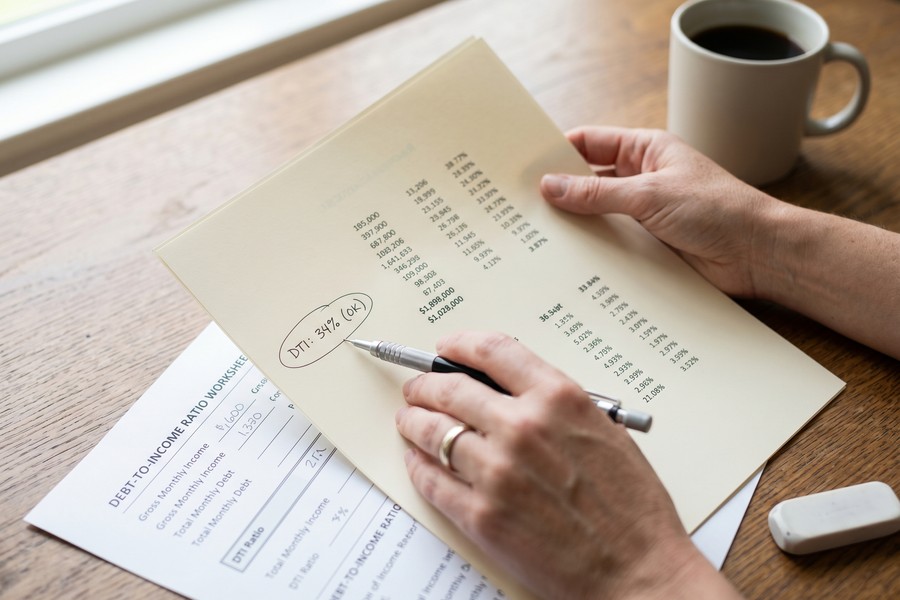Homeowner reviewing personal loan options on laptop at kitchen table