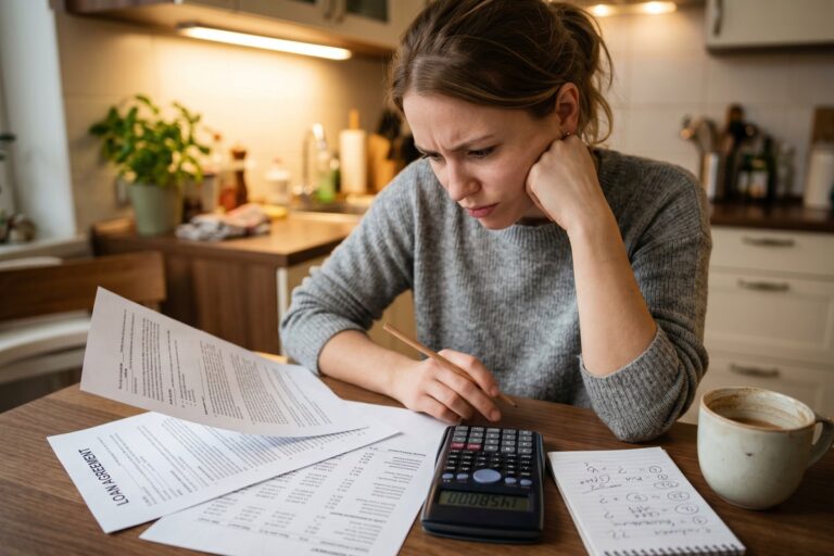 Calculator and loan documents illustrating short-term loan APR explained