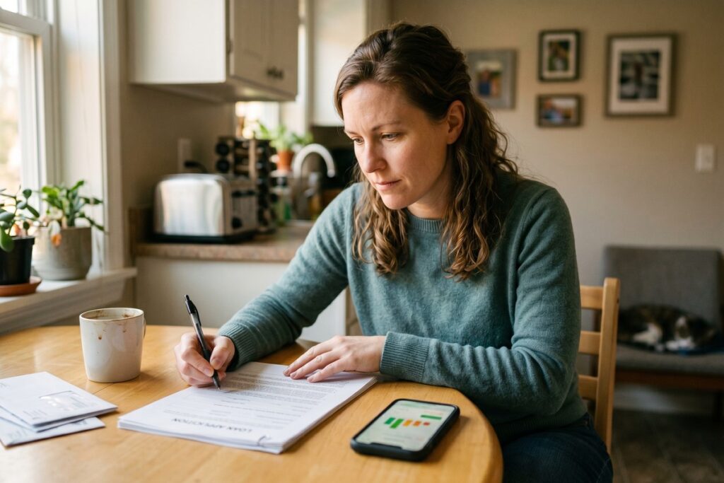Lender reviewing a short-term loan application from a borrower with bad credit