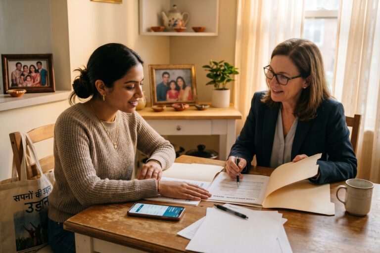 New immigrant reviewing short-term loan options on a laptop with no credit history