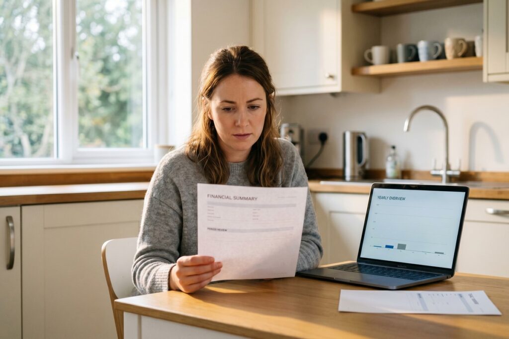 Person reviewing thin credit file report compared to no credit file on laptop screen