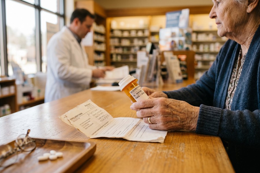 A hospital financial counselor reviewing assistance paperwork with a patient