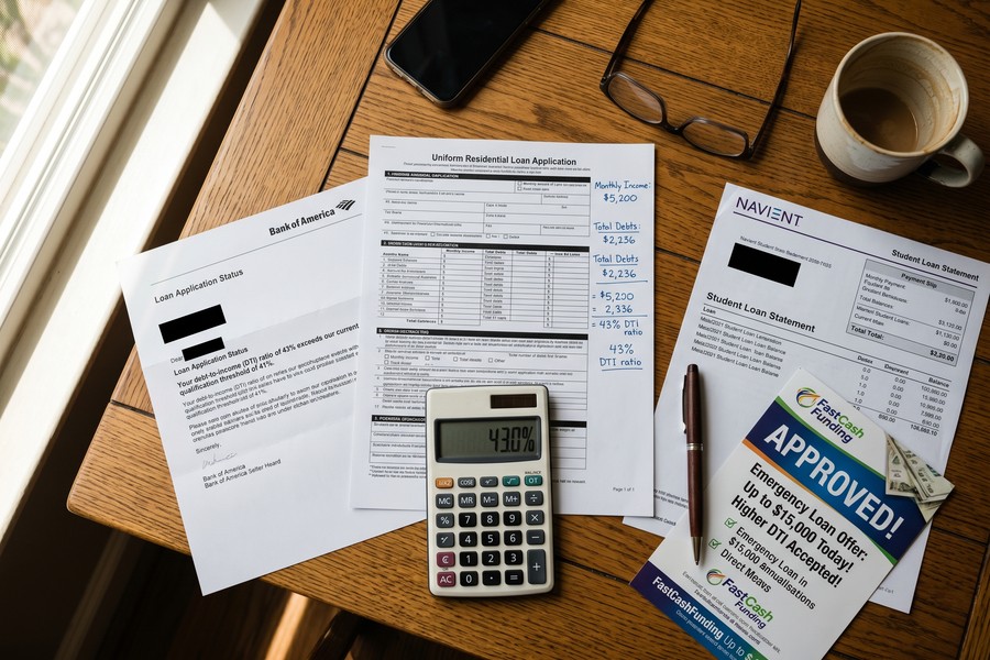 Infographic showing how student loan payments affect debt-to-income ratio calculations across lender types