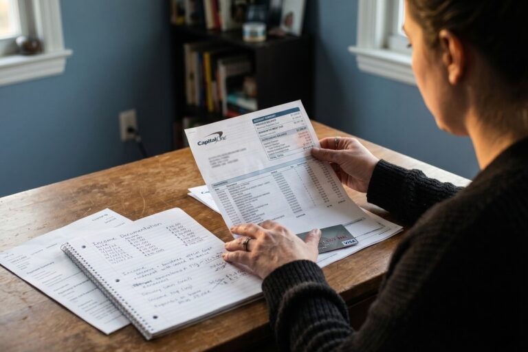 Rideshare driver reviewing loan documents after car repair emergency