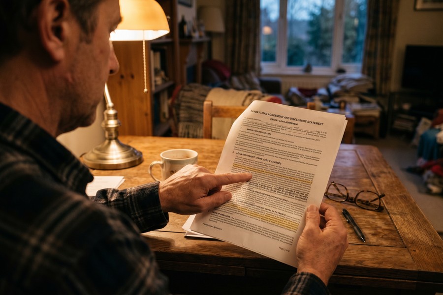 Person writing certified letter to bank disputing unauthorized payday loan withdrawal