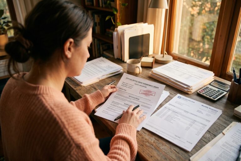 Document showing wage garnishment notice and federal protection limits under CCPA